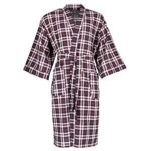 Leisureland Men's Plaid Kimono Broadcloth Robe